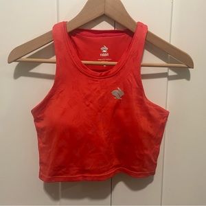 Rabbit crop hop top with built in bra, size small in red